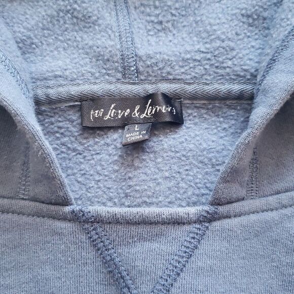 For Love & Lemons Womens Blue Josie Cropped Fleece Oversized Sweatshirt Size L - Picture 3 of 10